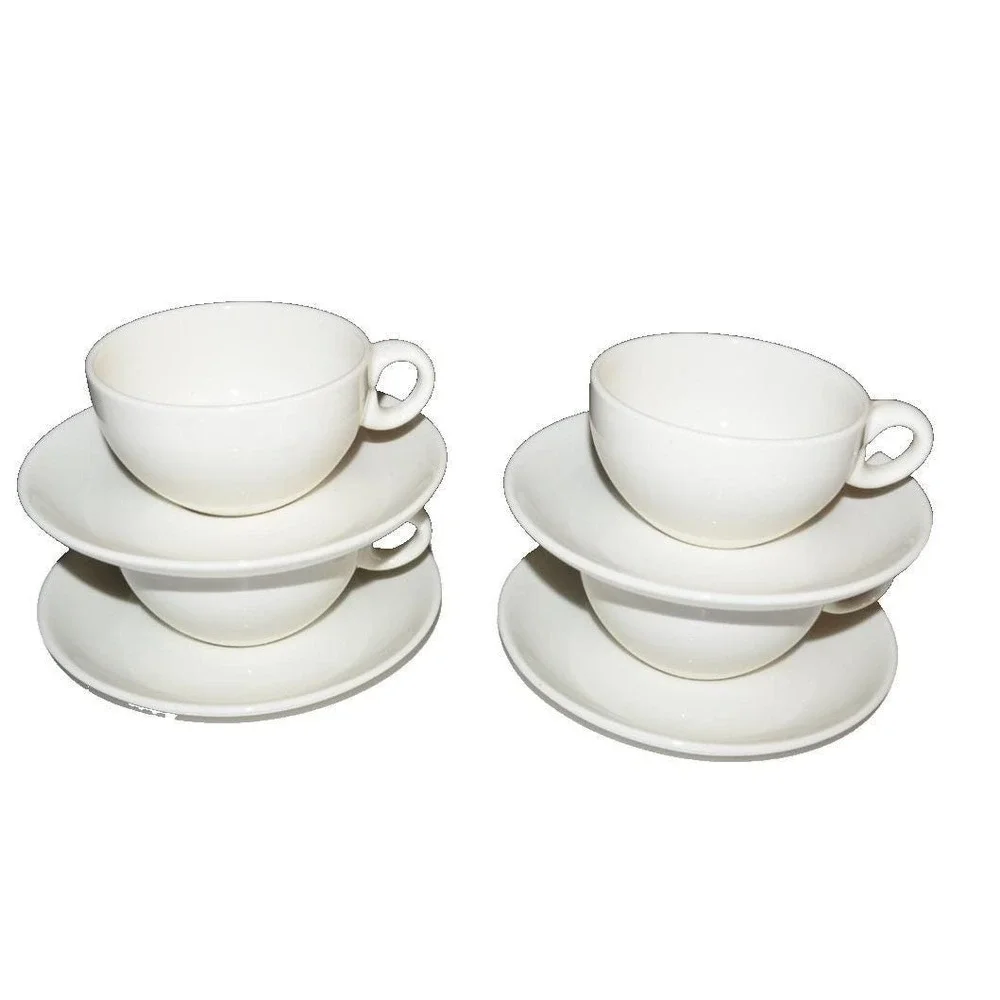 Russel‎ Wright Iroquois  China Set of 4 Cups & Saucers White USA